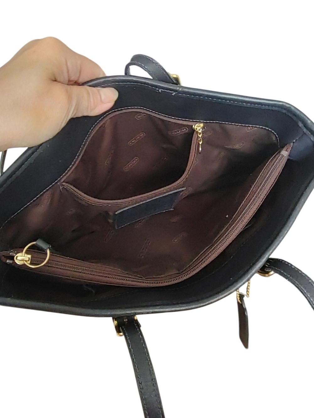 Classic Vintage Coach Navy Leather USA Tote Bag - Picture 6 of 16